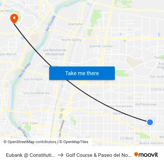 Eubank @ Constitution to Golf Course & Paseo del Norte map