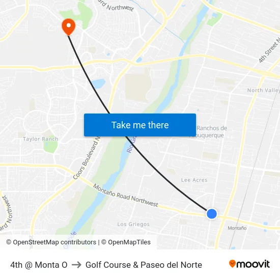4th @ Monta O to Golf Course & Paseo del Norte map