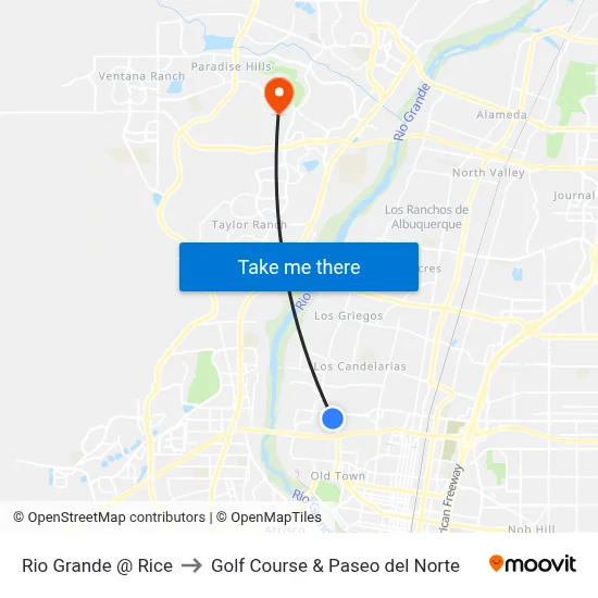 Rio Grande @ Rice to Golf Course & Paseo del Norte map