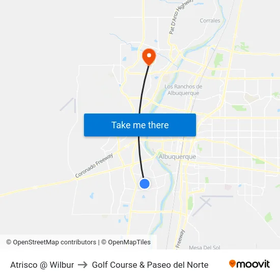 Atrisco @ Wilbur to Golf Course & Paseo del Norte map