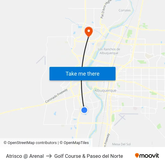 Atrisco @ Arenal to Golf Course & Paseo del Norte map