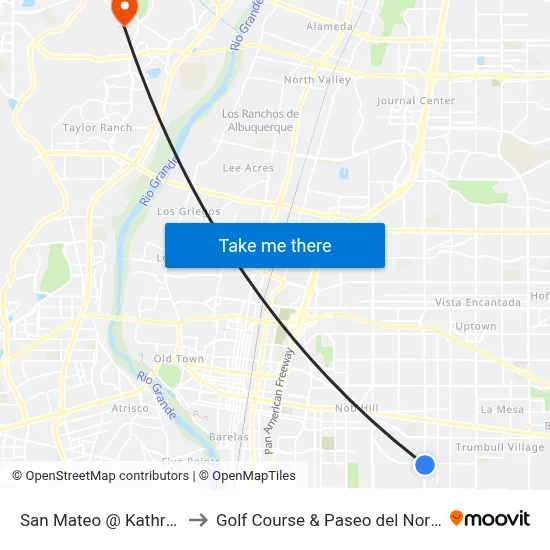 San Mateo @ Kathryn to Golf Course & Paseo del Norte map