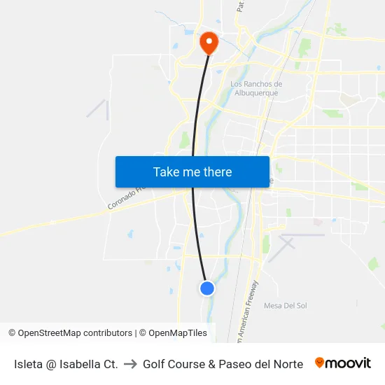 Isleta @ Isabella Ct. to Golf Course & Paseo del Norte map