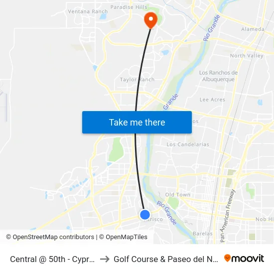 Central @ 50th - Cypress to Golf Course & Paseo del Norte map