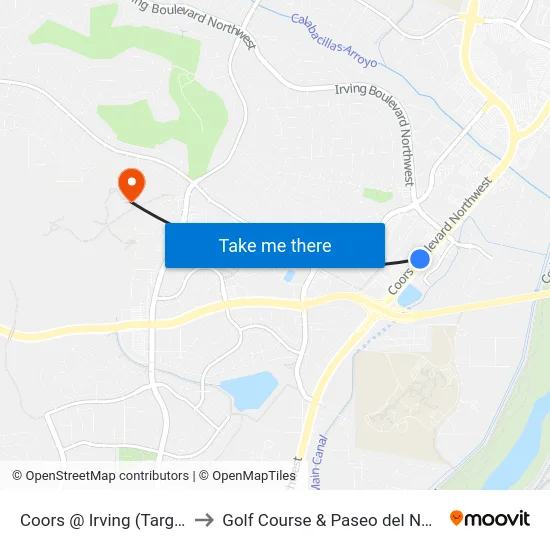 Coors @ Irving (Target) to Golf Course & Paseo del Norte map