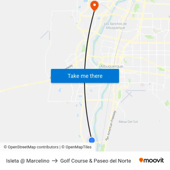 Isleta @ Marcelino to Golf Course & Paseo del Norte map