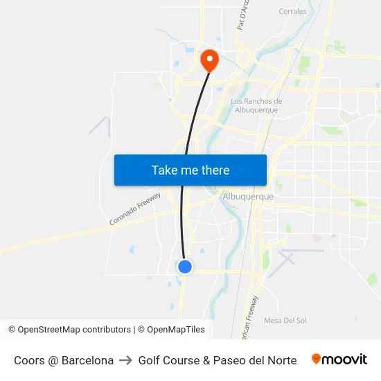 Coors @ Barcelona to Golf Course & Paseo del Norte map