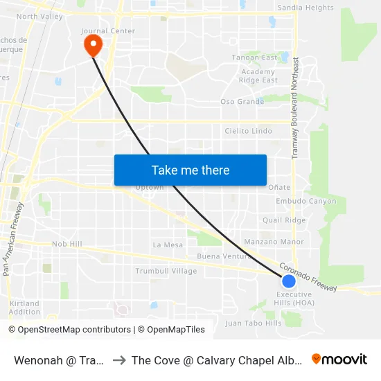 Wenonah @ Tramway to The Cove @ Calvary Chapel Albuquerque map
