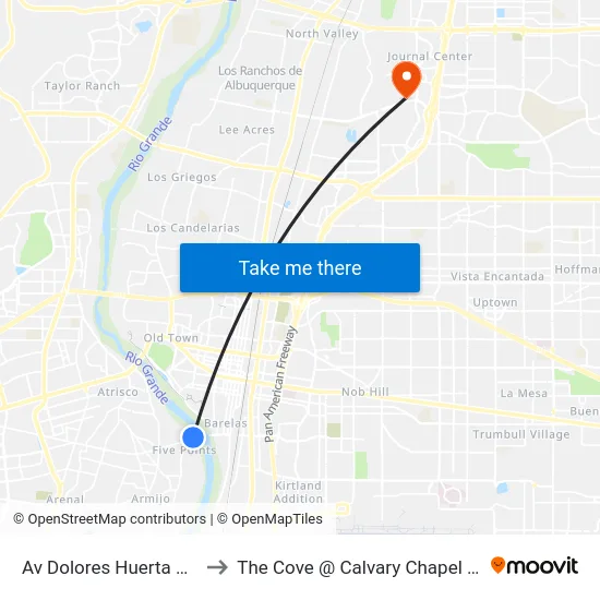 Av Dolores Huerta @ La Vega to The Cove @ Calvary Chapel Albuquerque map