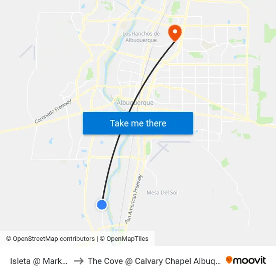 Isleta @ Markham to The Cove @ Calvary Chapel Albuquerque map