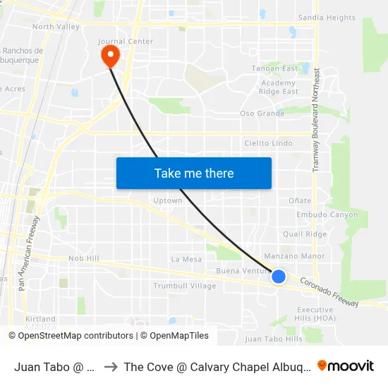 Juan Tabo @ Hopi to The Cove @ Calvary Chapel Albuquerque map