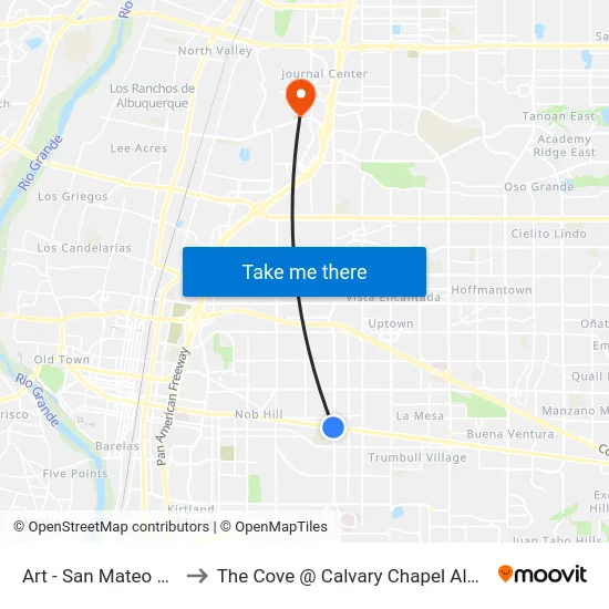 Art - San Mateo Station to The Cove @ Calvary Chapel Albuquerque map