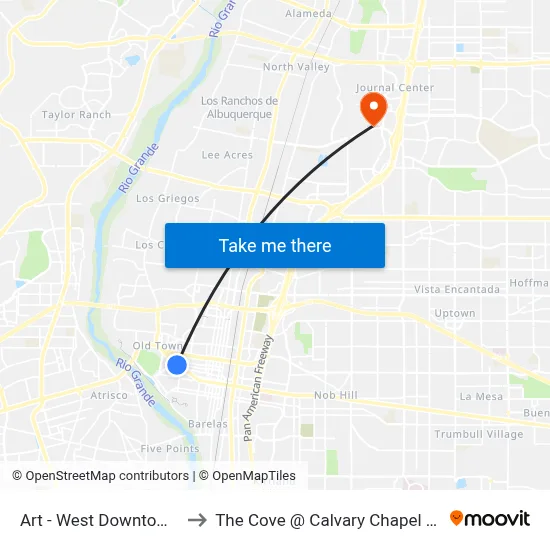 Art - West Downtown Station to The Cove @ Calvary Chapel Albuquerque map