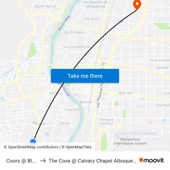 Coors @ Blake to The Cove @ Calvary Chapel Albuquerque map