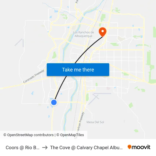 Coors @ Rio Bravo to The Cove @ Calvary Chapel Albuquerque map