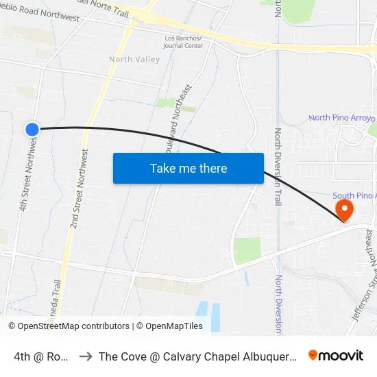 4th @ Roehl to The Cove @ Calvary Chapel Albuquerque map
