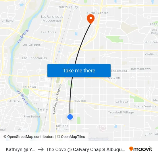 Kathryn @ Yale to The Cove @ Calvary Chapel Albuquerque map