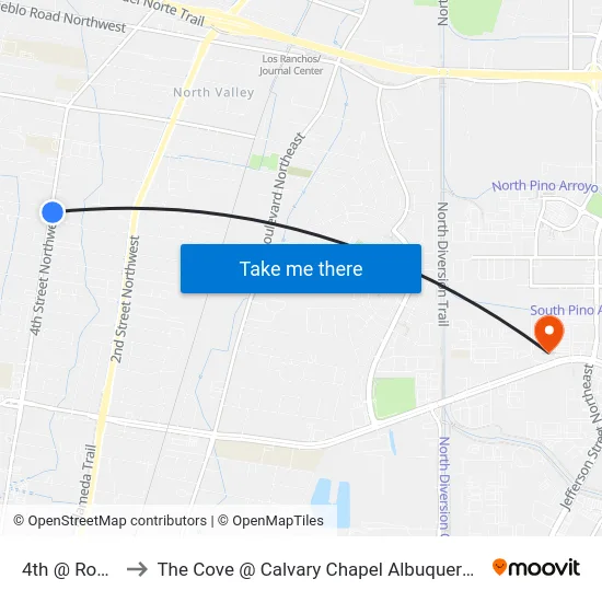 4th @ Roehl to The Cove @ Calvary Chapel Albuquerque map