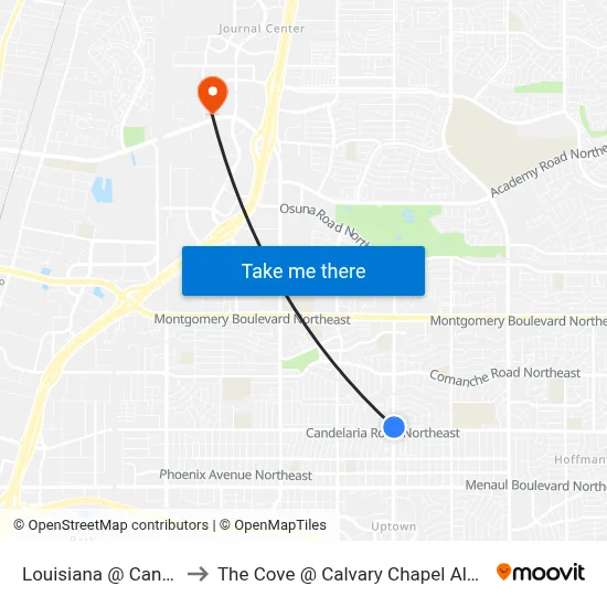 Louisiana @ Candelaria to The Cove @ Calvary Chapel Albuquerque map