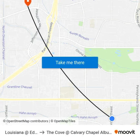Louisiana @ Edwina to The Cove @ Calvary Chapel Albuquerque map