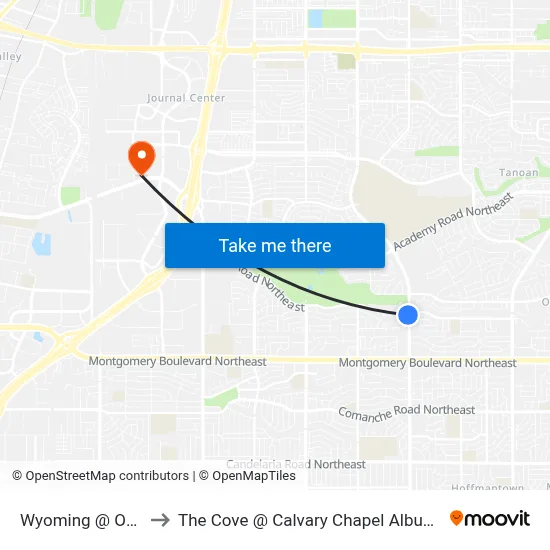 Wyoming @ Osuna to The Cove @ Calvary Chapel Albuquerque map