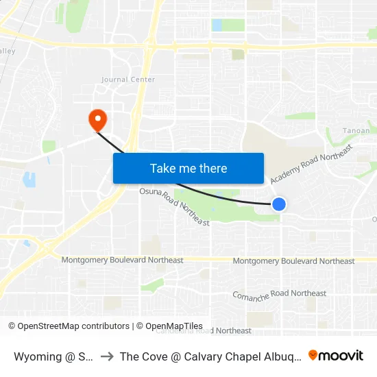 Wyoming @ Spain to The Cove @ Calvary Chapel Albuquerque map
