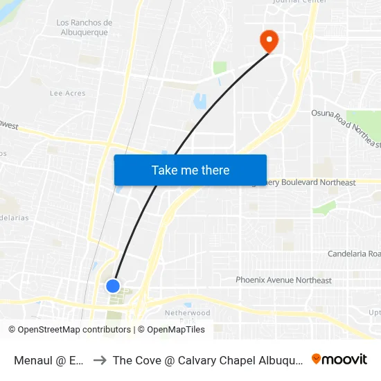 Menaul @ Edith to The Cove @ Calvary Chapel Albuquerque map