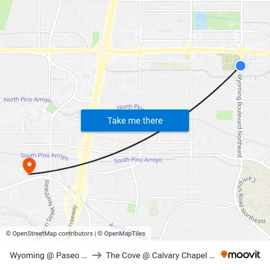 Wyoming @ Paseo Del Norte to The Cove @ Calvary Chapel Albuquerque map