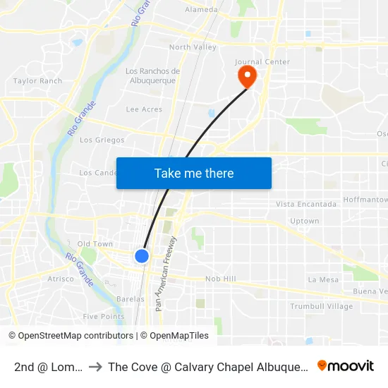 2nd @ Lomas to The Cove @ Calvary Chapel Albuquerque map