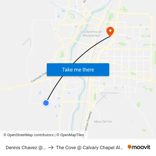 Dennis Chavez @ 118th to The Cove @ Calvary Chapel Albuquerque map