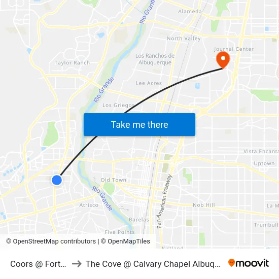 Coors @ Fortuna to The Cove @ Calvary Chapel Albuquerque map