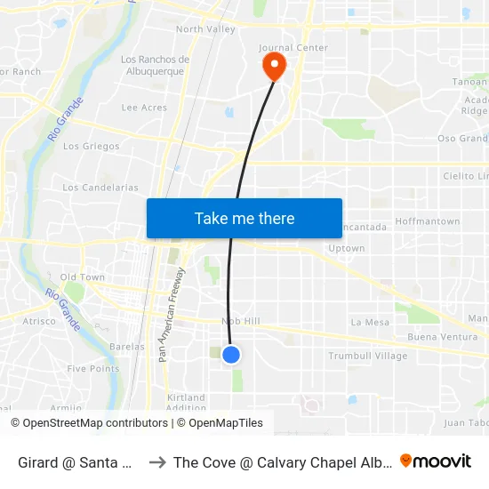 Girard @ Santa Monica to The Cove @ Calvary Chapel Albuquerque map