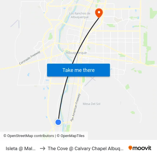Isleta @ Malpais to The Cove @ Calvary Chapel Albuquerque map