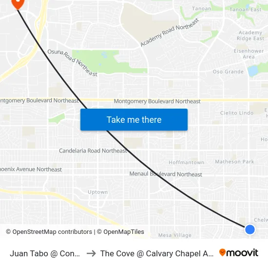 Juan Tabo @ Constitution to The Cove @ Calvary Chapel Albuquerque map