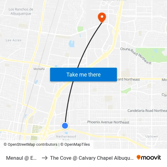 Menaul @ Engle to The Cove @ Calvary Chapel Albuquerque map