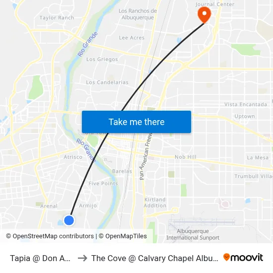 Tapia @ Don Andres to The Cove @ Calvary Chapel Albuquerque map