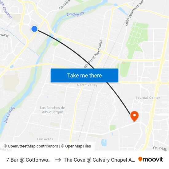 7-Bar @ Cottonwood Loop to The Cove @ Calvary Chapel Albuquerque map