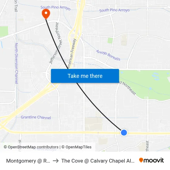 Montgomery @ Roberta to The Cove @ Calvary Chapel Albuquerque map