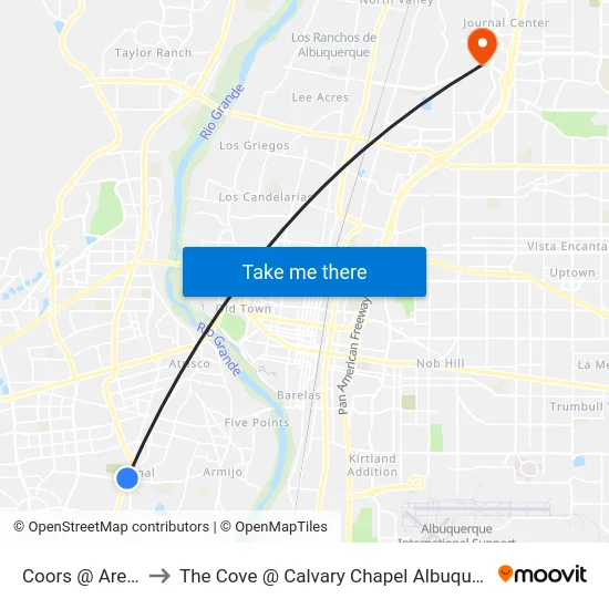 Coors @ Arenal to The Cove @ Calvary Chapel Albuquerque map