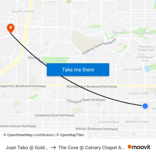 Juan Tabo @ Golden Gate to The Cove @ Calvary Chapel Albuquerque map