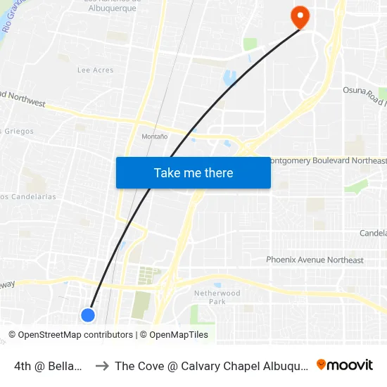 4th @ Bellamah to The Cove @ Calvary Chapel Albuquerque map