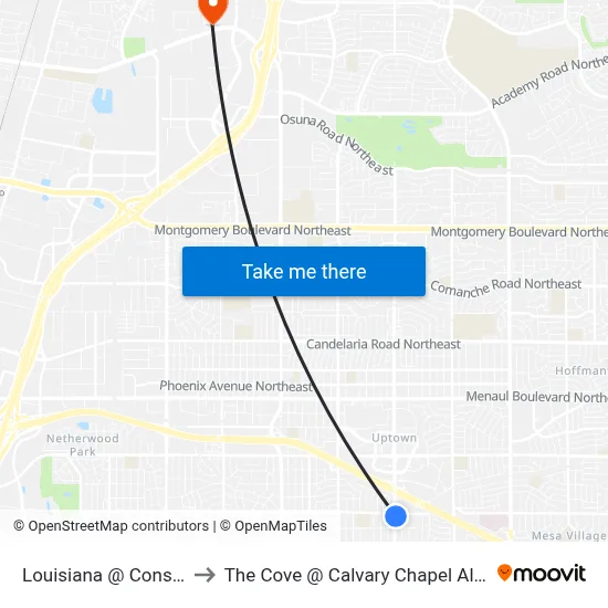 Louisiana @ Constitution to The Cove @ Calvary Chapel Albuquerque map