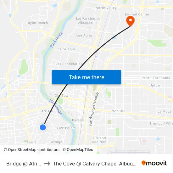Bridge @ Atrisco to The Cove @ Calvary Chapel Albuquerque map