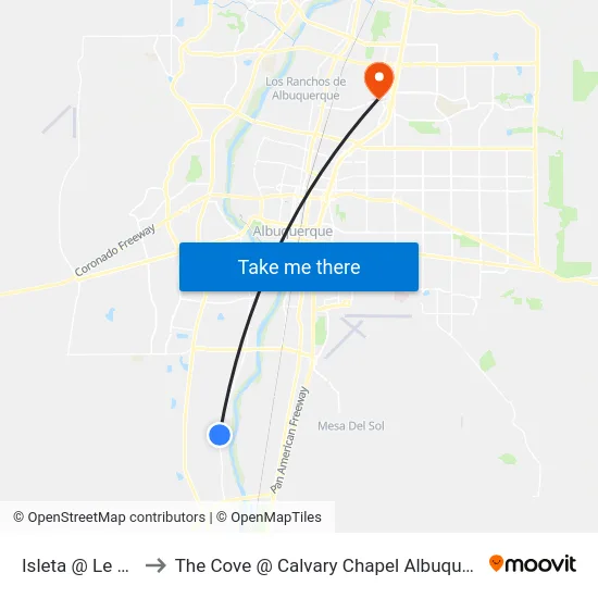 Isleta @ Le Ave to The Cove @ Calvary Chapel Albuquerque map