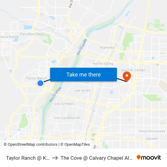Taylor Ranch @ Kachina to The Cove @ Calvary Chapel Albuquerque map