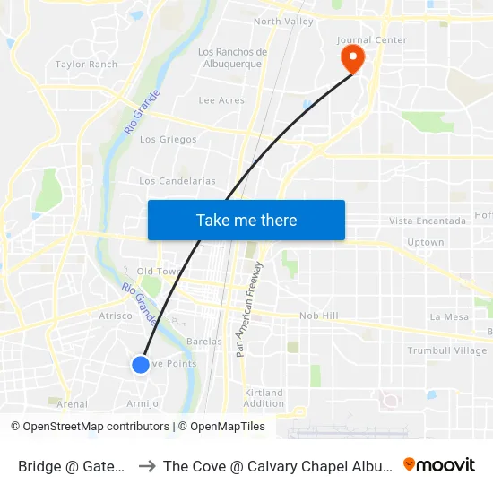Bridge @ Gatewood to The Cove @ Calvary Chapel Albuquerque map