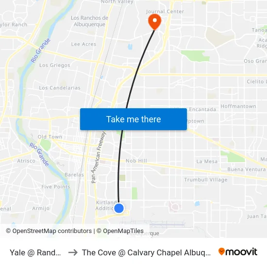 Yale @ Randolph to The Cove @ Calvary Chapel Albuquerque map
