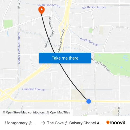 Montgomery @ Madeira to The Cove @ Calvary Chapel Albuquerque map