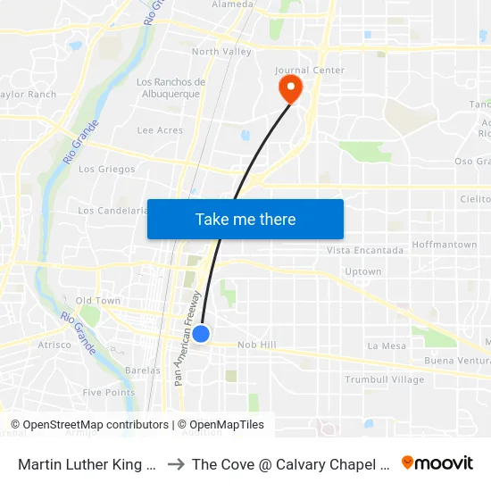 Martin Luther King @ Spruce to The Cove @ Calvary Chapel Albuquerque map