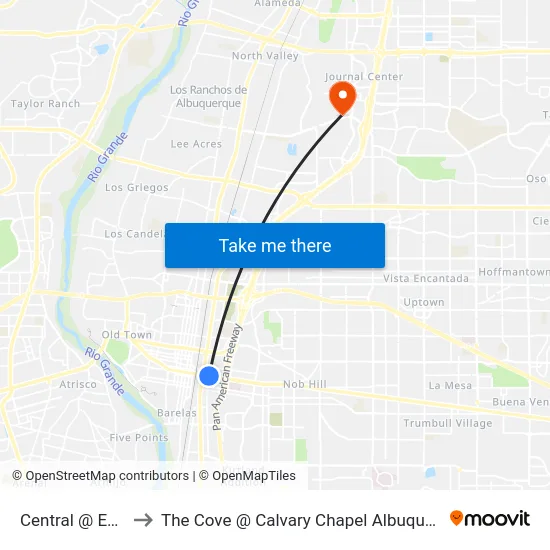 Central @ Edith to The Cove @ Calvary Chapel Albuquerque map